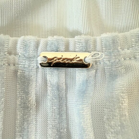 Victorias Secret PINK Bralette Top Size L Light Blue Chic Ribbed Velvet Deep V - Picture 8 of 12